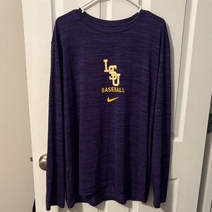 Nike Purple and Gold LSU Baseball Long Sleeve Tee